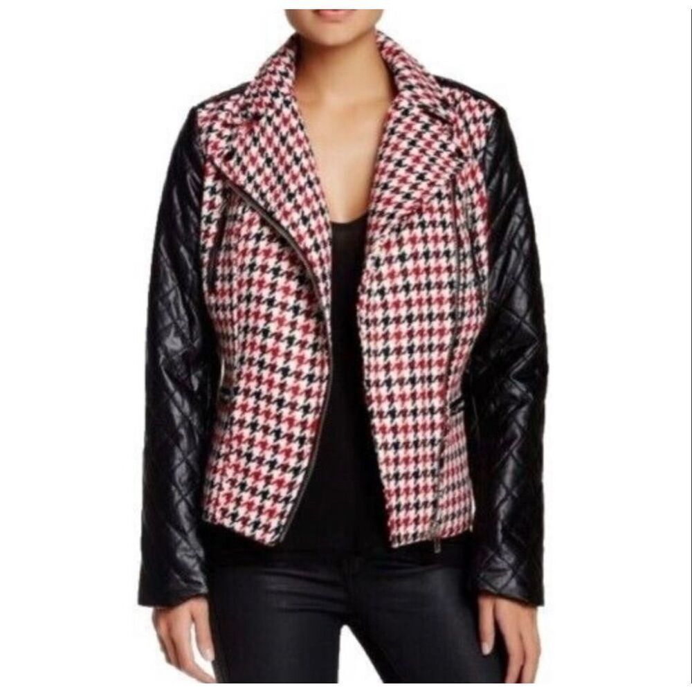 Kut From The Kloth Houndstooth Moto Jacket Size Small